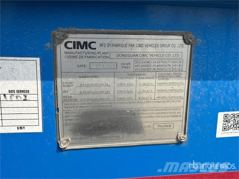 CIMC CB45M3OTC00 Tri/A Extendable Container Trailer مقطورات حاويات