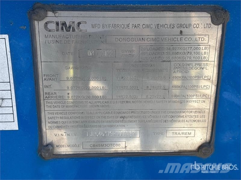 CIMC CB45M3OTC00 Tri/A Extendable Container Trailer Прицепы-Контейнеровозы