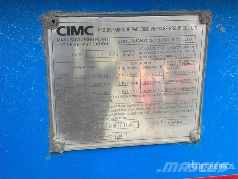 CIMC CB45M3OTC00 Tri/A Extendable Container Trailer مقطورات حاويات