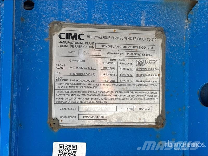 CIMC EX53M3OTC00 53 ft Tri/A Extendable Container Trail Containeranhänger