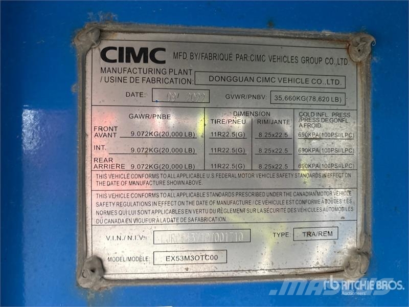 CIMC EX53M3OTC00 53 ft Tri/A Extendable Container Trail Containeranhänger