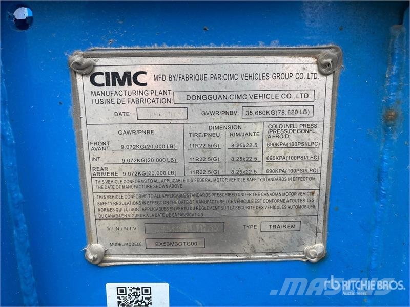 CIMC EX53M3OTC00 53 ft Tri/A Extendable Container Trail Прицепы-Контейнеровозы