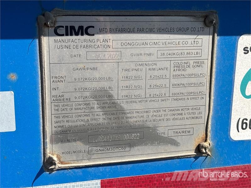 CIMC GN40M3OTC00 40 ft Tri/A Container Trailer Прицепы-Контейнеровозы