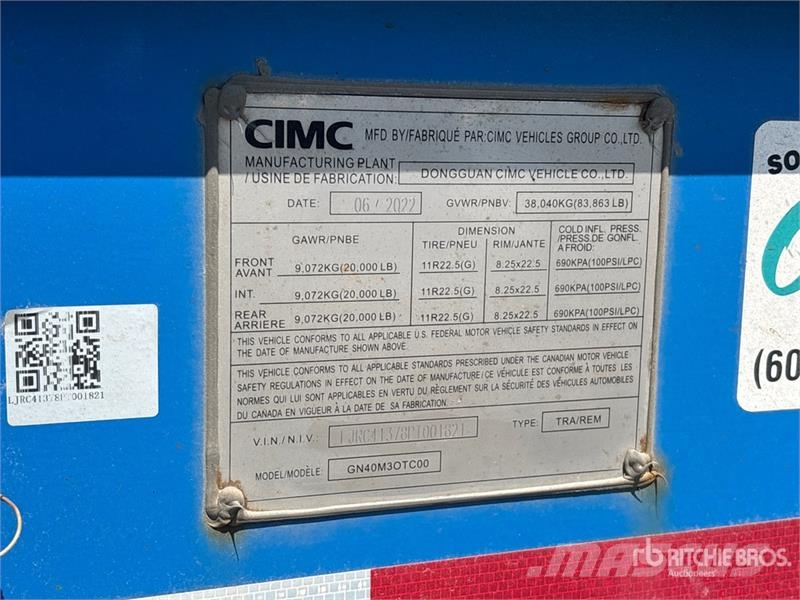 CIMC GN40M3OTC00 40 ft Tri/A Container Trailer Прицепы-Контейнеровозы