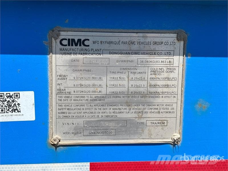 CIMC GN40M3OTC00 40 ft Tri/A Container Trailer Прицепы-Контейнеровозы