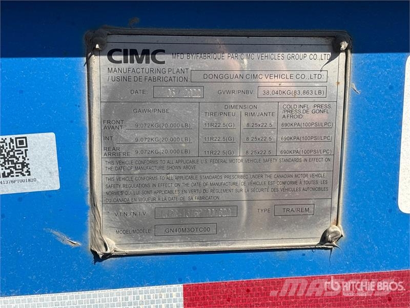CIMC GN40M3OTC00 40 ft Tri/A Container Trailer Прицепы-Контейнеровозы
