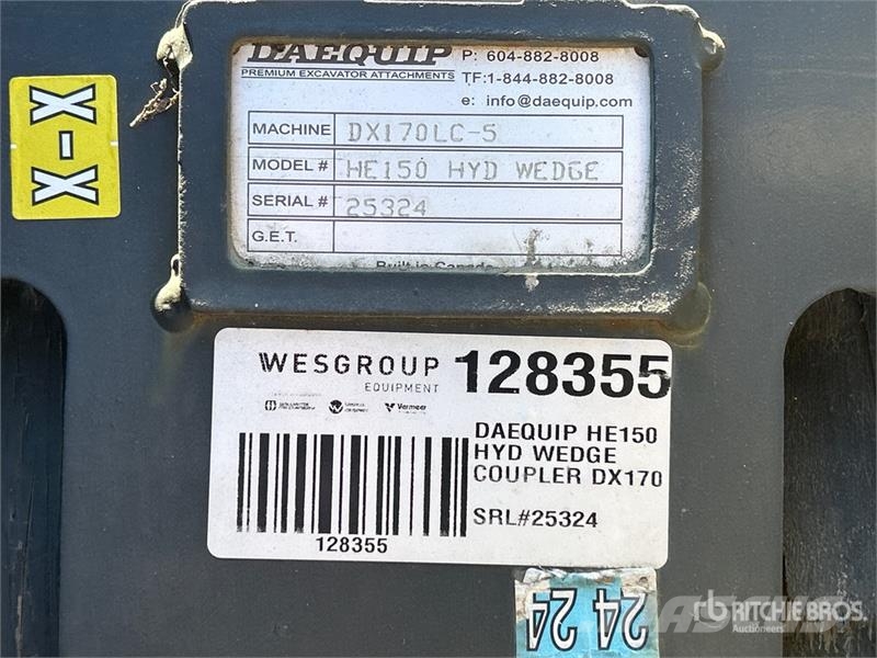 DaeQuip HE150 Hydraulic Wedge Excavator Coupler (Unused) Quick connectors