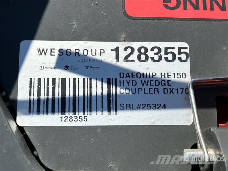 DaeQuip HE150 Hydraulic Wedge Excavator Coupler (Unused) Quick connectors