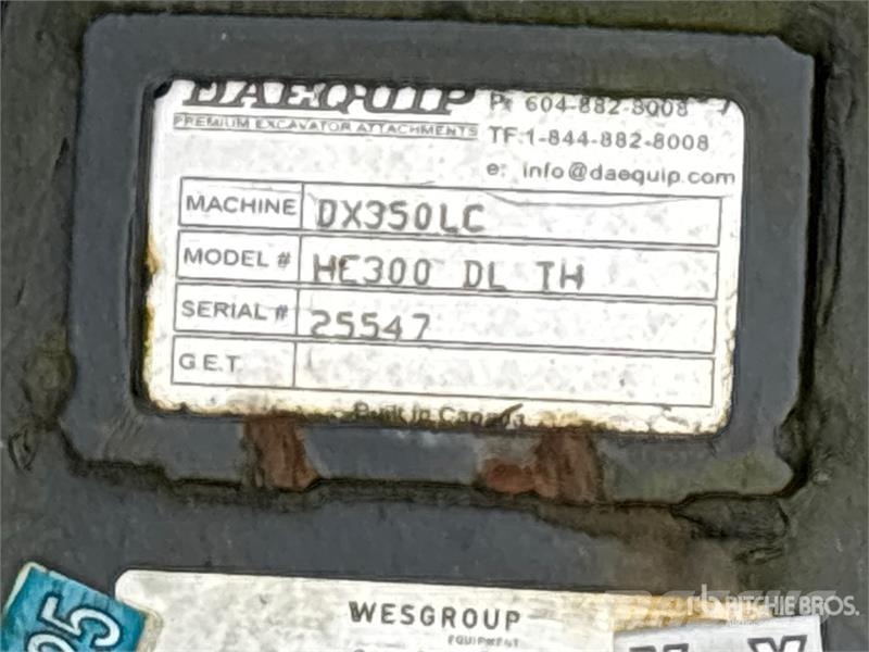 DaeQuip HE300 72 in Hydraulic Hydraulic Excavator Thumb Kašike / Korpe