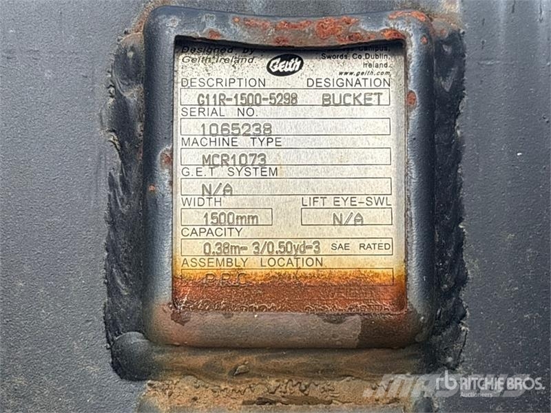 Geith G11R 58 in 0.5 cyd Cleanup Excavator Bucket Benne