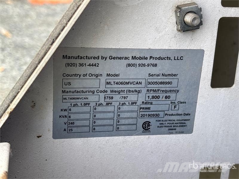 Generac MLT4060MVCAN 6 kW Light Tower Torri faro