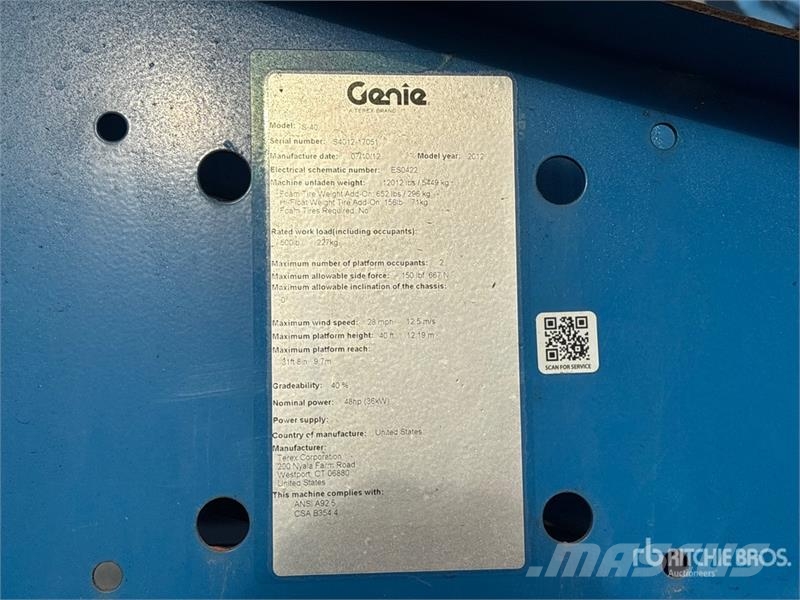 Genie S-40 4WD Diesel Telescopic Boom Lift Teleskopik personel platformları