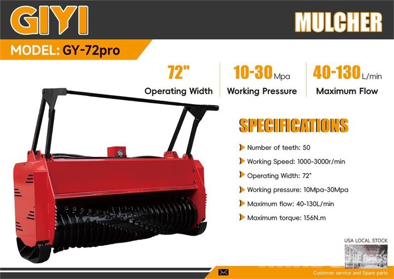 GIYI GY-72pro 72 in Skid Steer Mulcher (Unused) Šumarski malčeri