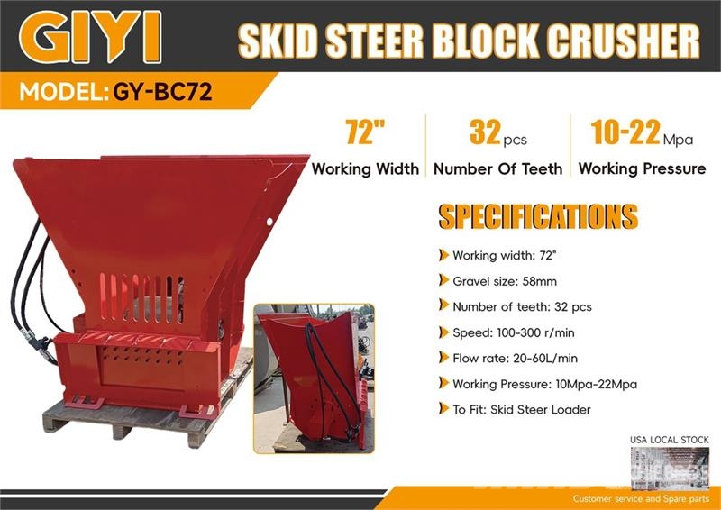 GIYI GY-BC72 72 in Skid Steer Block Crusher (Unuse Drugi deli
