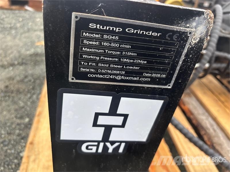  GIYI GY-BSG45 17 in Skid Steer Stump Grinder (Unus Power harrows and rototillers