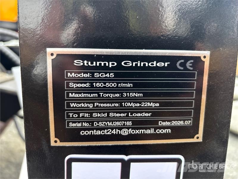 GIYI GY-BSG45 Skid Steer Stump Grinder (Unused) Power harrows and rototillers