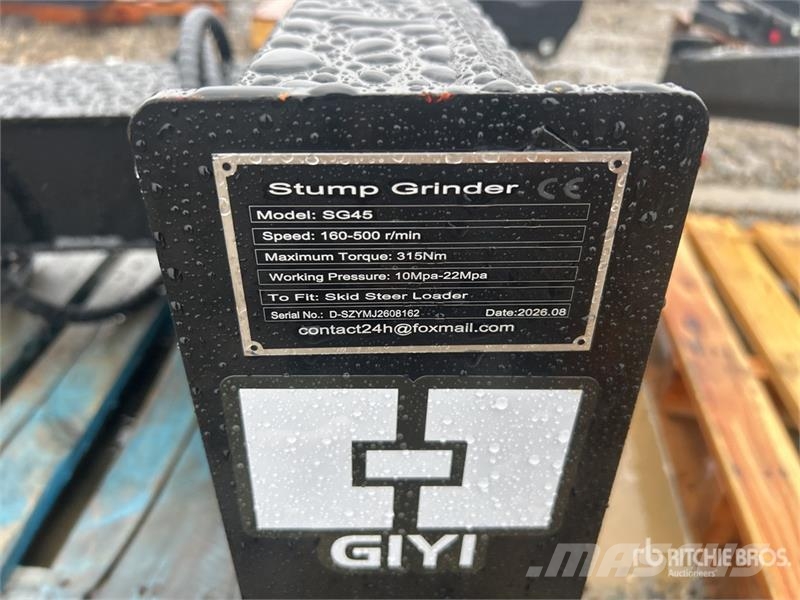  GIYI GY-BSG45 Skid Steer Stump Grinder (Unused) Grades mecânicas e moto-cultivadores