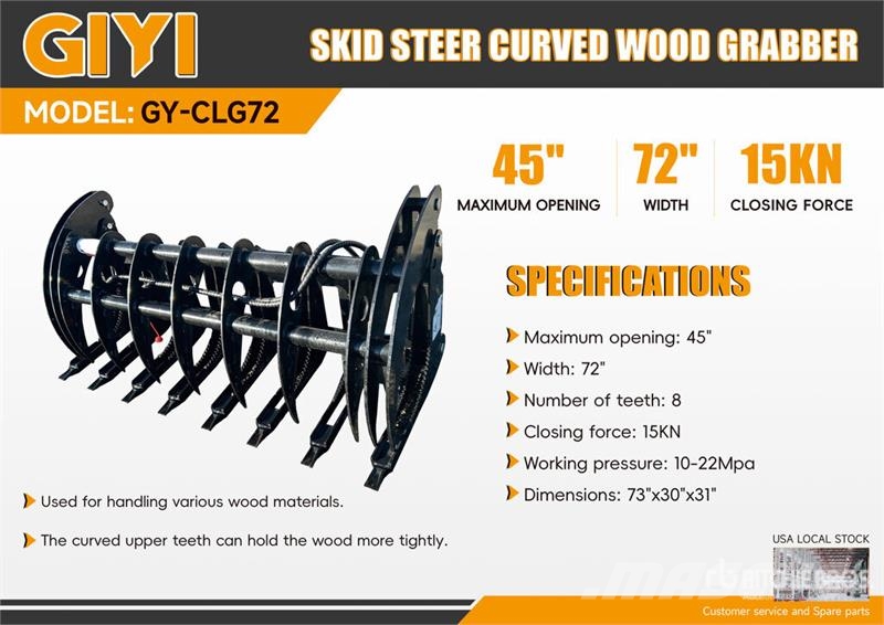  GIYI GY-CLG72 72 in Log Skid Steer Grapple (Unused Grijpers
