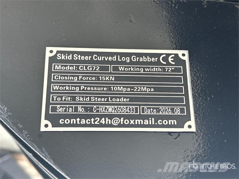  GIYI GY-CLG72 72 in Log Skid Steer Grapple (Unused Грейферы