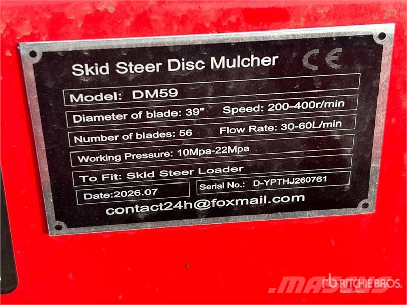  GIYI GY-DM59 39 in Disc Skid Steer Mulcher (Unused Trituradoras florestais