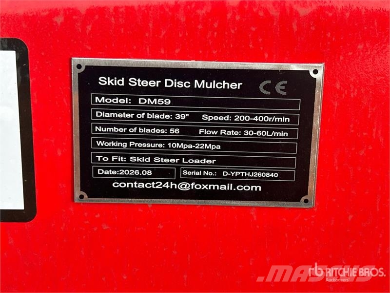 GIYI GY-DM59 39 in Disc Skid Steer Mulcher (Unused Trituradoras florestais