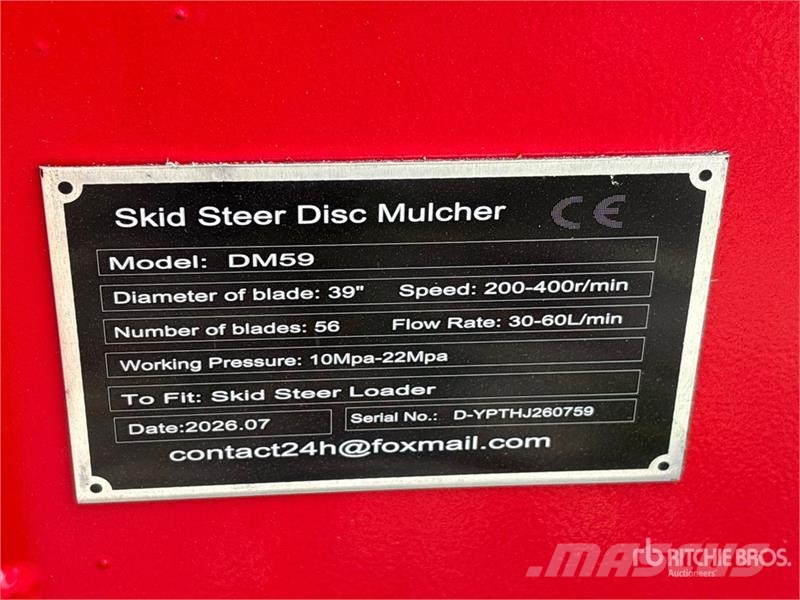 GIYI GY-DM59 59 in Disc Skid Steer Mulcher (Unused Forestry mulchers