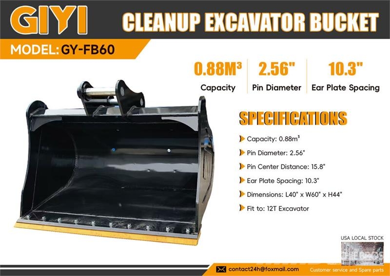 GIYI GY-FB60 0.88 m3 Cleanup Excavator Bucket - Fi Kanalak