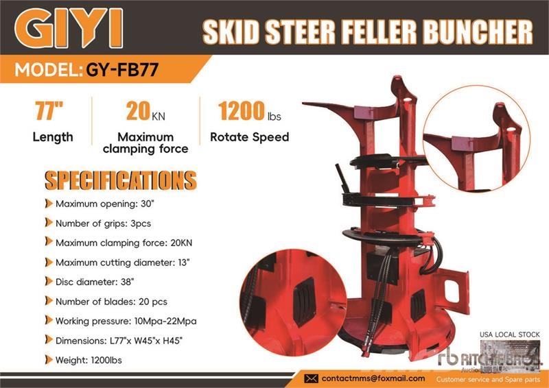 GIYI GY-FB77 13 in Skid Steer Feller Buncher (Unus Muu