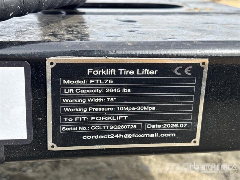  GIYI GY-FTL75 75 in Forklift Tire Lifter (Unused) Citas sastāvdaļas