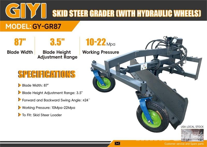 GIYI GY-GR87 87 in Skid Steer Grader (Unused) Drugi deli