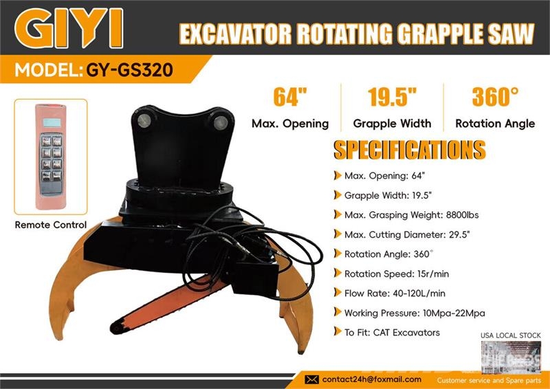 GIYI GY-GS320 64 in Excavator Rotating Grapple Saw Drugi deli