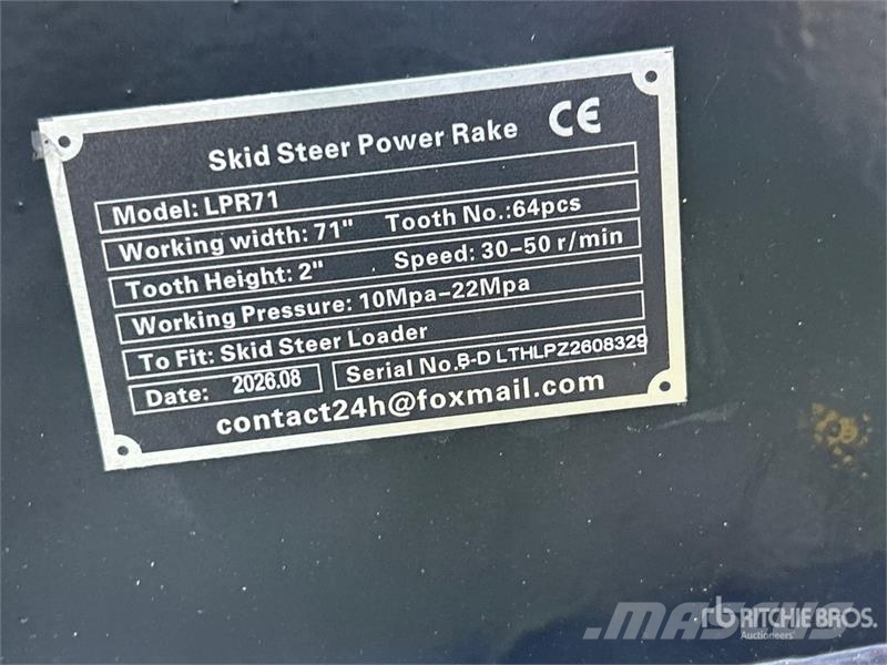  GIYI GY-LPR71 Skid Steer Power Rake (Unused) Obracače a zhrabovače sena