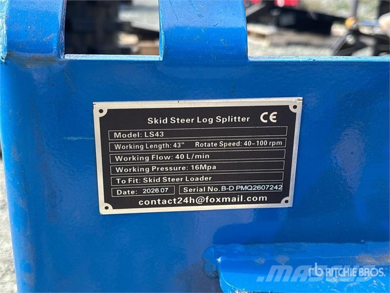 GIYI GY-LS43 43 in Skid Steer Log Splitter (Unused Sekačky a rezačky dreva