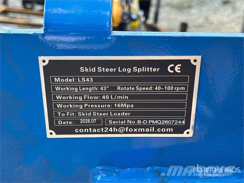  GIYI GY-LS43 43 in Skid Steer Log Splitter (Unused Houtklover