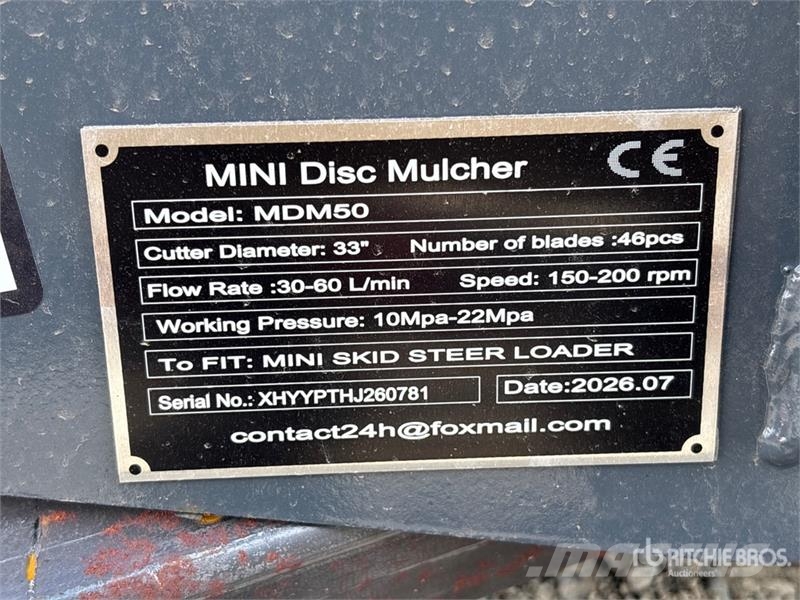  GIYI GY-MDM50 33 in Mini Disc Skid Steer Mulcher ( 林業覆蓋機