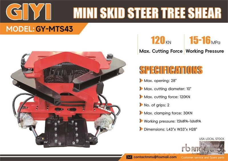 GIYI GY-MTS43 Mini Skid Steer Tree Shear (Unused) Shears