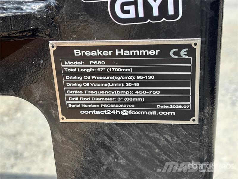  GIYI GY-P680 Skid Steer Breaker (Unused) Čekići