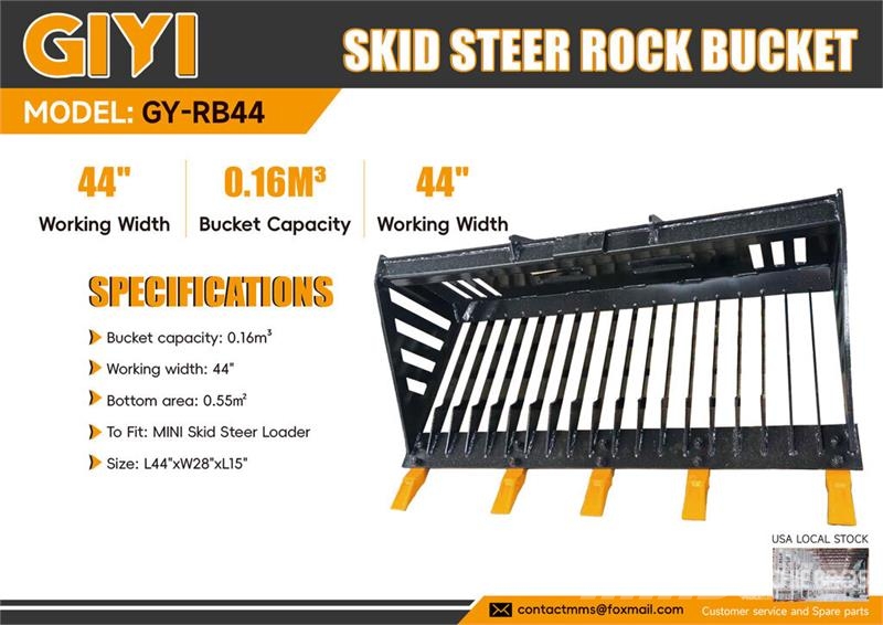 GIYI GY-RB44 Rock Mini Skid Steer Bucket (Unused) Kanalak