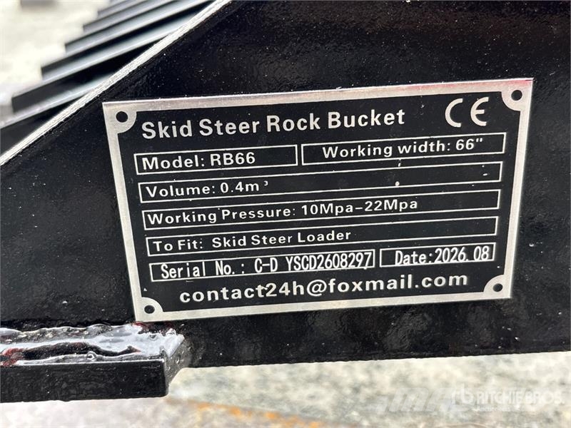  GIYI GY-RB66N 66 in Rock Skid Steer Bucket (Unused دلاء