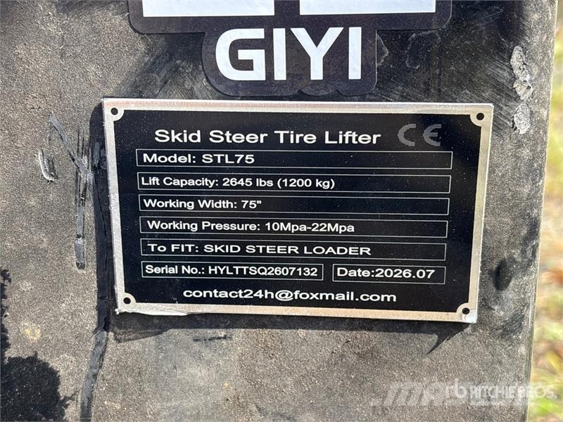 GIYI GY-STL75 75 in Skid Steer Tire Lifter (Unused Ďalšie komponenty