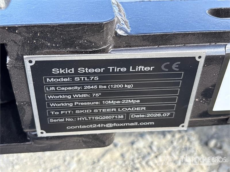 GIYI GY-STL75 75 in Skid Steer Tire Lifter (Unused Ďalšie komponenty
