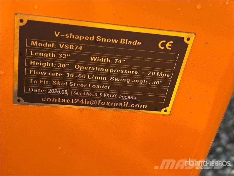 GIYI GY-VSB74 74 in V-Shaped Skid Steer Snow Blade Snow blades and plows