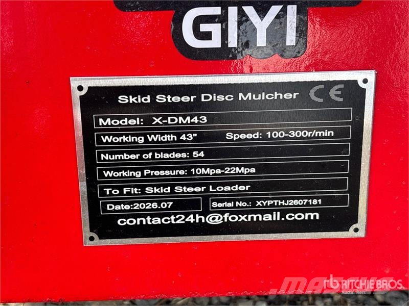GIYI GYx-DM43 43 in Disc Skid Steer Mulcher (Unuse 林業覆蓋機