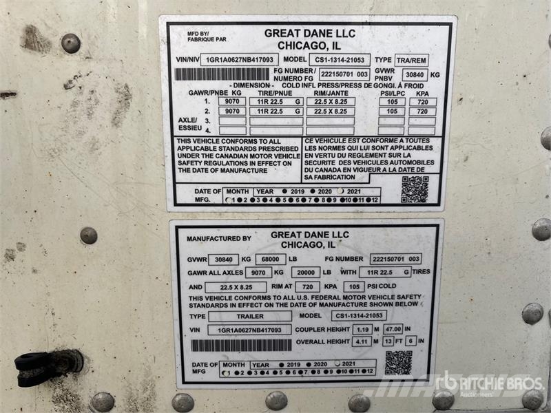 Great Dane 53 ft x 102 in T/A Heated Van Trailer Skriňové prívesy