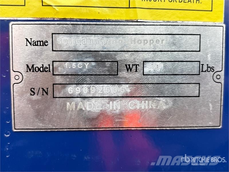  Greatbear 1.5 cyd Self-Dumping Hopper (Unused) Bins and hoppers