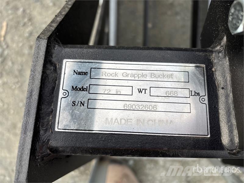  Greatbear 72 in Rock Skid Steer Grapple Bucket (Un Grapples