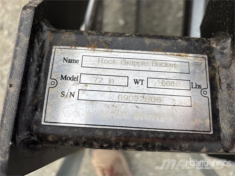  Greatbear 72 in Rock Skid Steer Grapple Bucket (Un Grapples