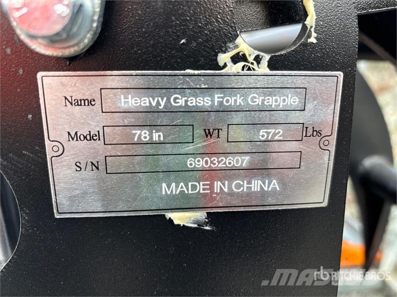 Greatbear 78 in Root Rake Skid Steer Grapple (Unus Grapples