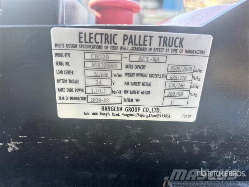 Hangcha 4500 lb Electric 4500 lb Electric Pallet Jack Transpalette manuel