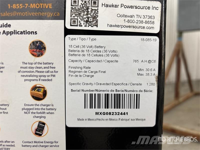 Hawker New Industrial 18-085-19 36V Battery Andre komponenter